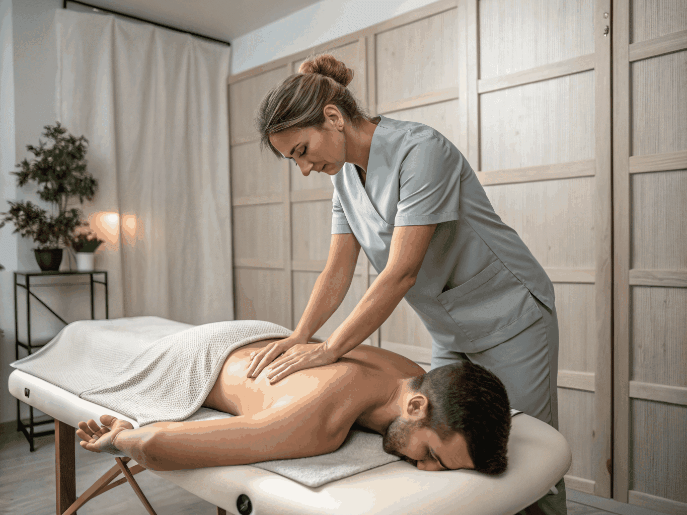 Patient receiving clinical massage therapy treatment