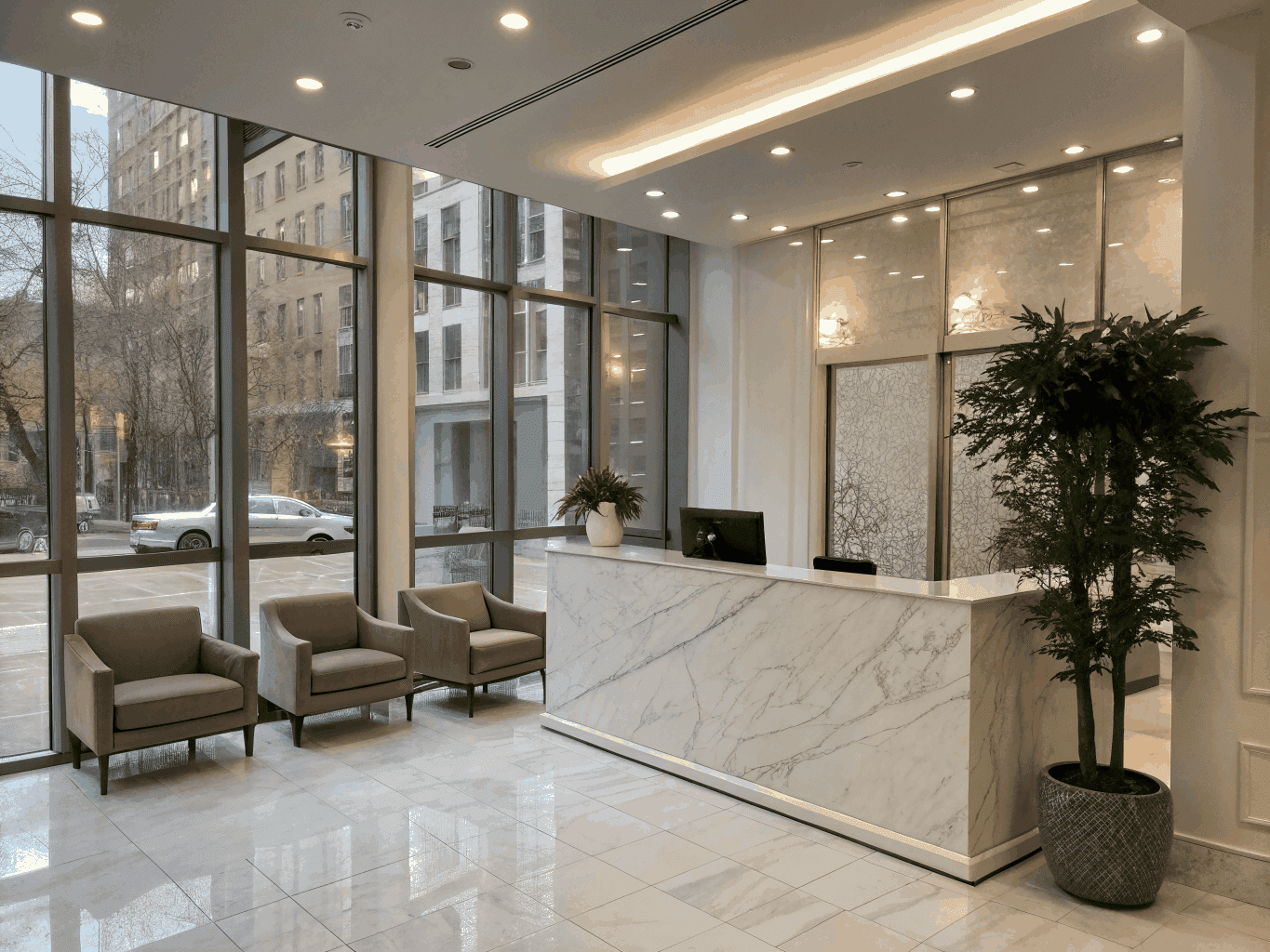 Professional wellness clinic reception area